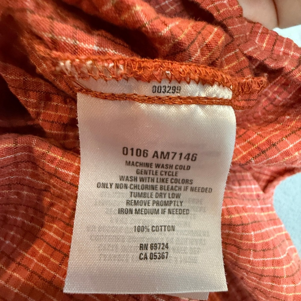 Columbia Shirt Mens XXL Orange Grid Plaid Short Sleeve Cotton Fishing Outdoor - Picture 9 of 11